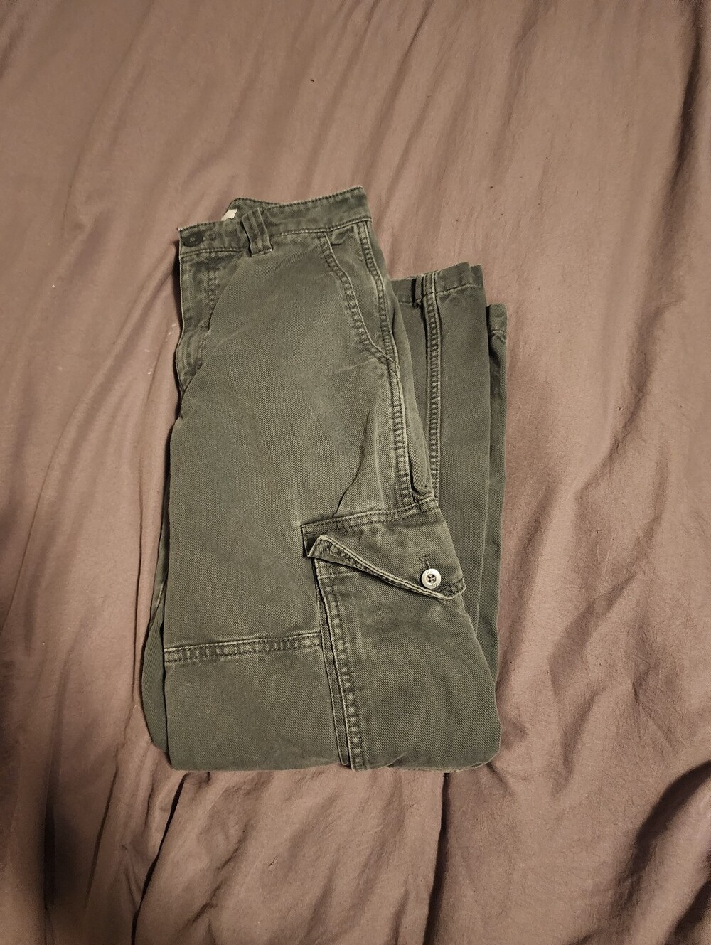 TNA by Aritzia Olive Green Utility Cargo Pants Y2K Military Straight Leg